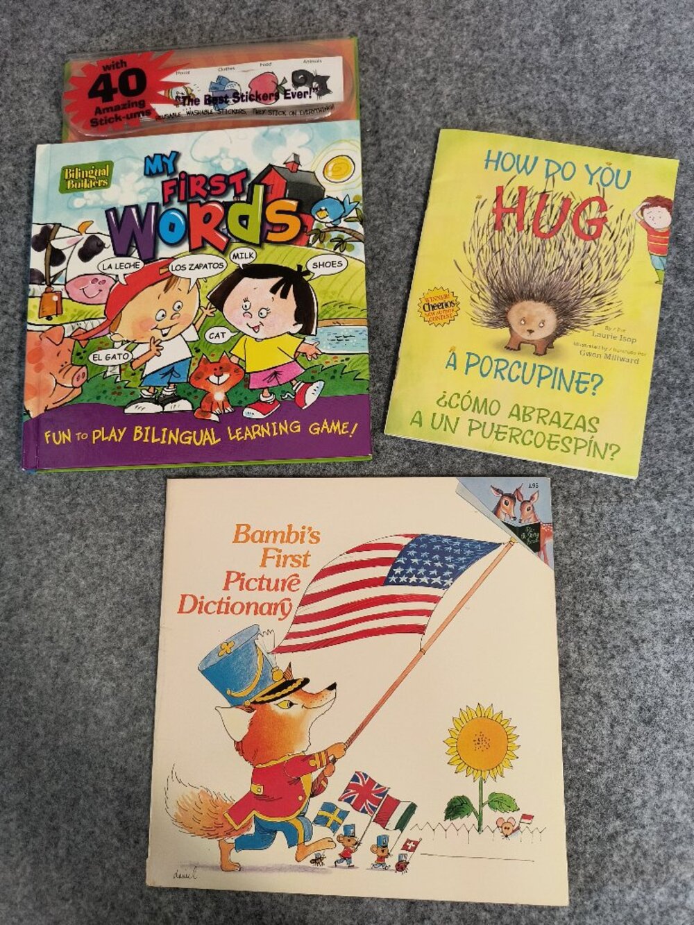 Children's Learning Book Lot Bilingual English Spanish Picture Dictionary
